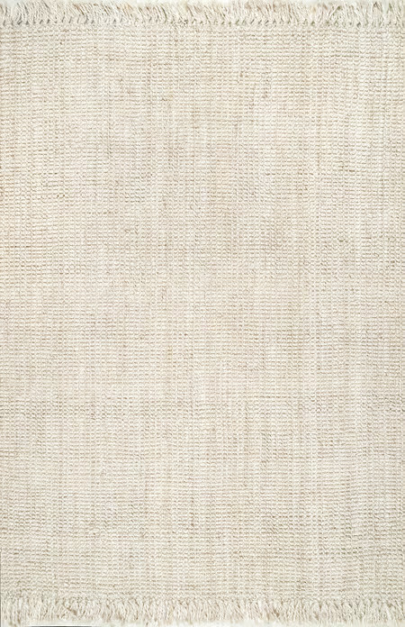 Off White Chunky Jute Tasseled Area Rug | Rugs USA