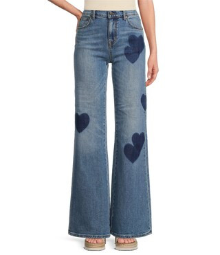 JOHNNY WAS Stretch Denim Heart Placement Print 5-Pocket Flare Leg Jeans | Dillard's | Dillard's