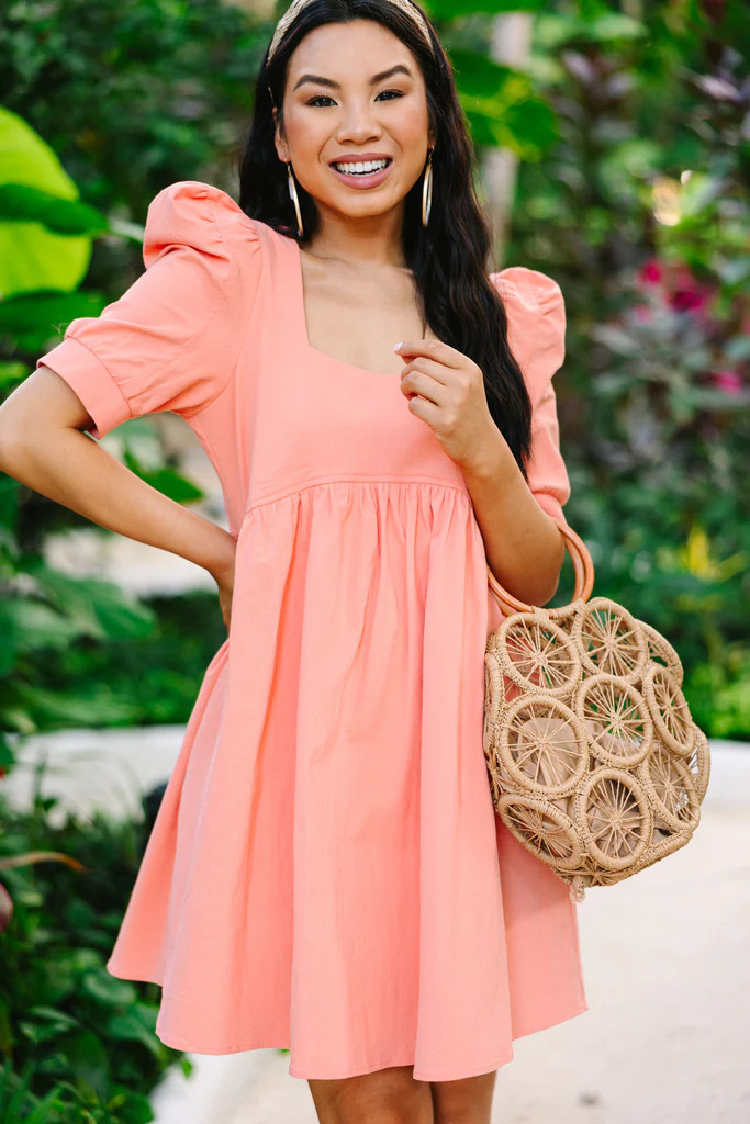 Beautiful Work Coral Orange Babydoll Dress | The Mint Julep Boutique