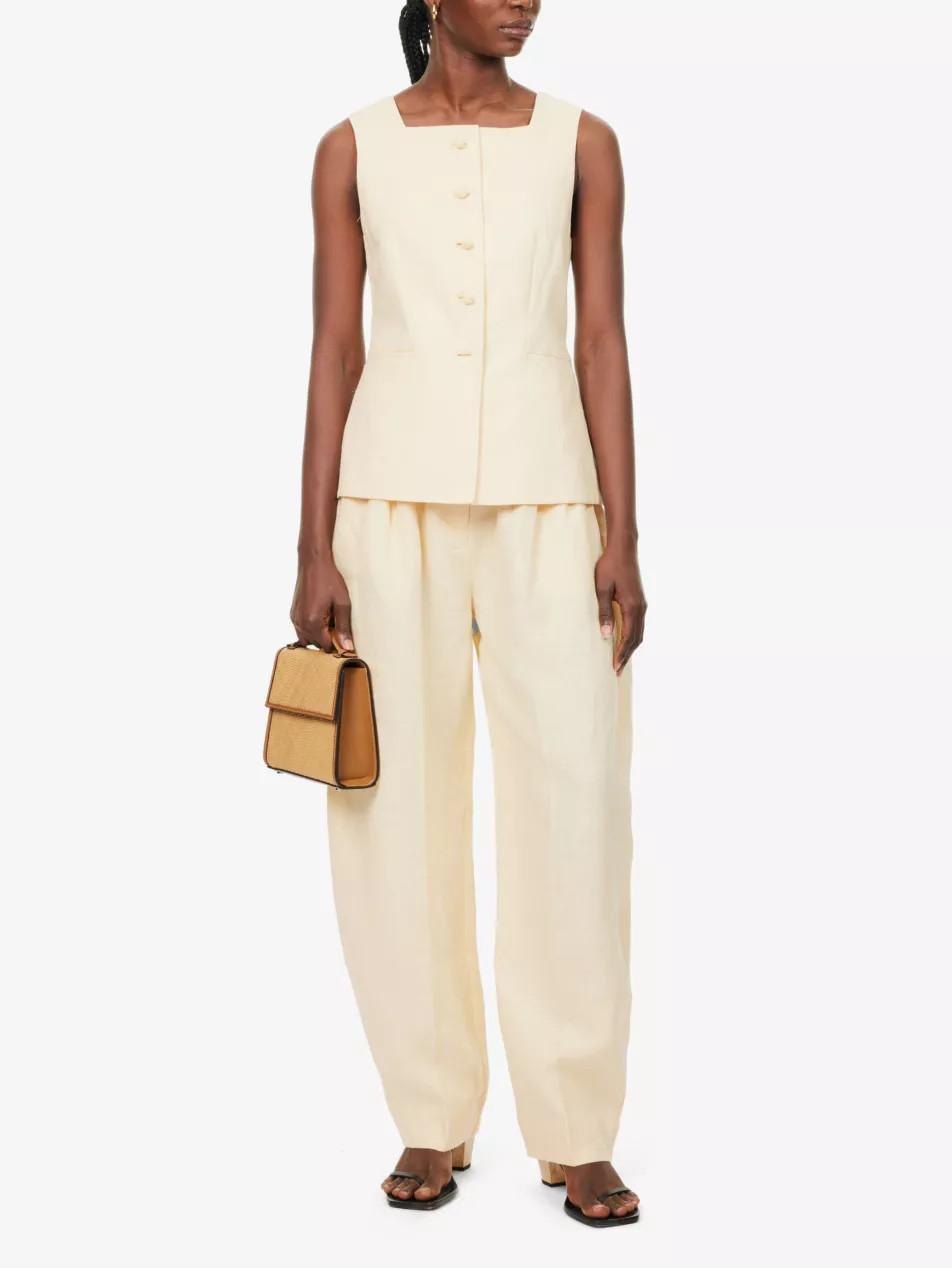 Rio barrel-leg high-rise linen trousers | Selfridges