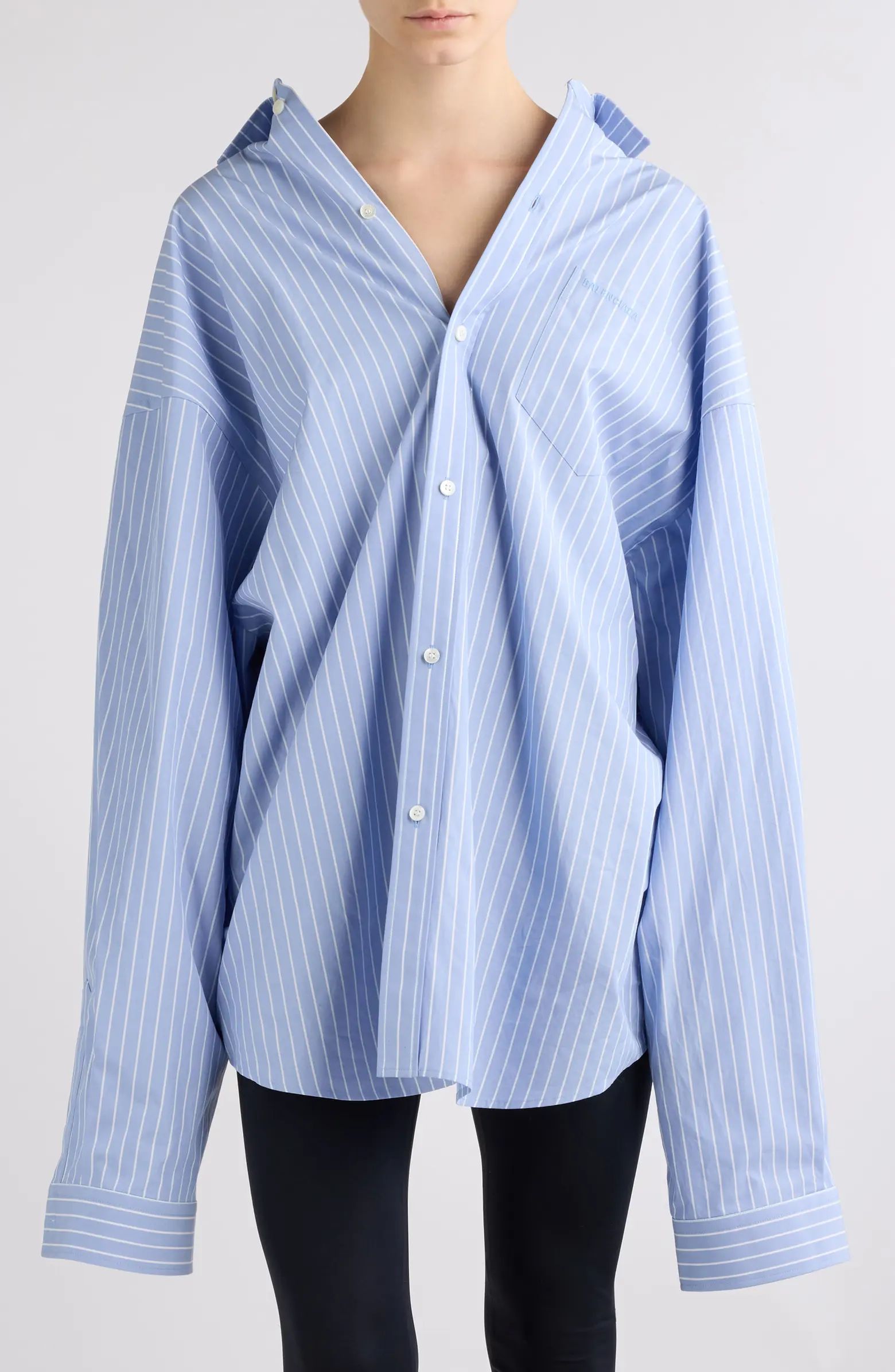 Asymmetric Oversize Stripe Button-Up Shirt | Nordstrom