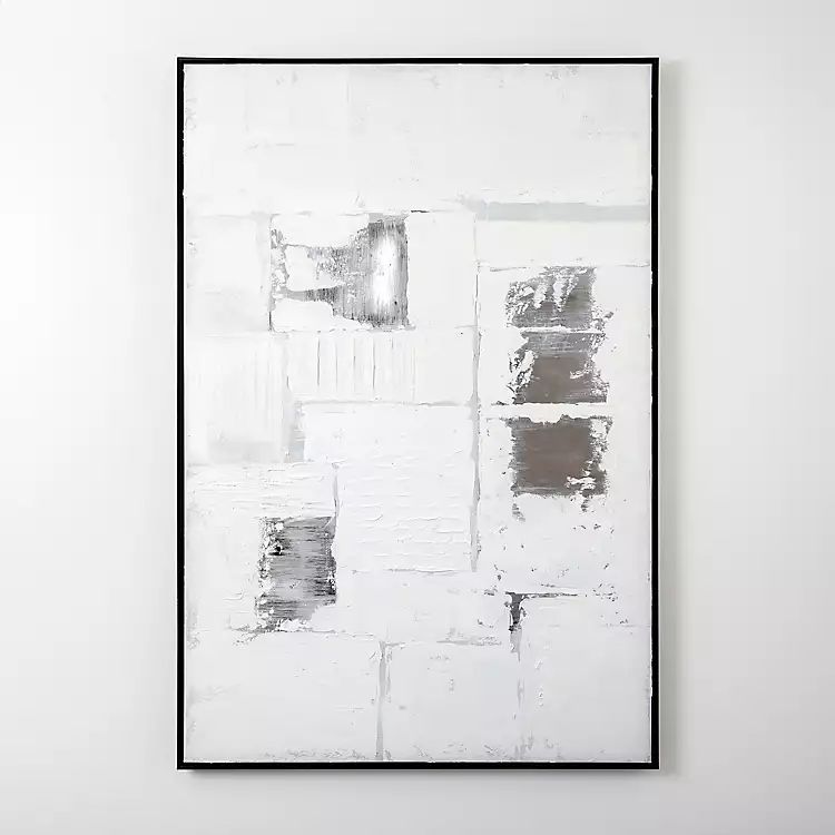 White and Silver Abstract Canvas Art Print | Kirkland's Home