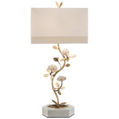 John Richard Antique Brass Quartz Flower Branch Table Lamp | LampsPlus.com