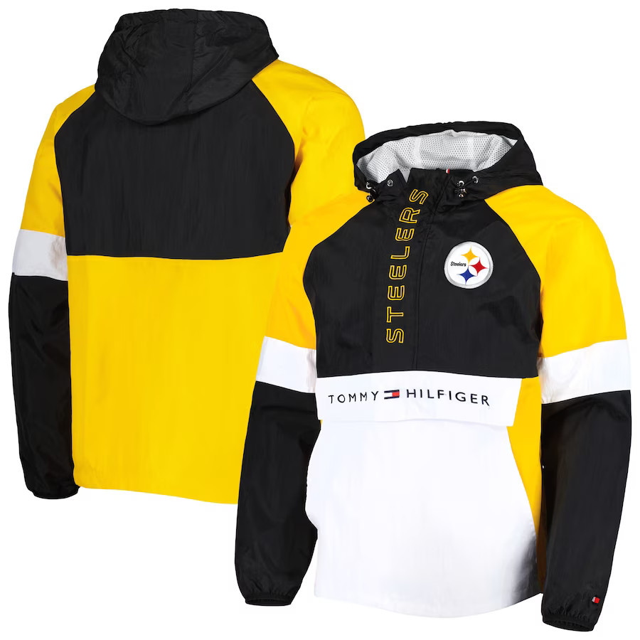 Pittsburgh Steelers Tommy Hilfiger Quarter-Zip Pullover Hoodie - Black | Fanatics
