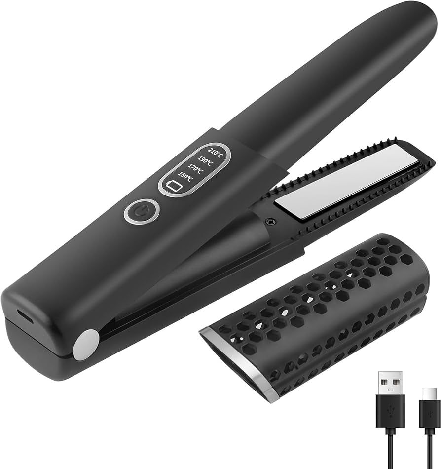 Cordless Hair Straightener and Curler, 2 in 1 Portable Hair Straightener & Curling Iron for Creat... | Amazon (US)