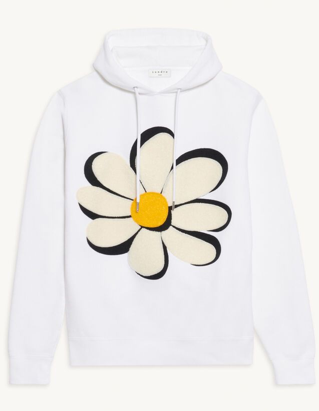 Hoodie with flower embroidered patch | Sandro-Paris US