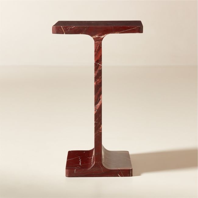 I Beam Red Marble Side Table | CB2