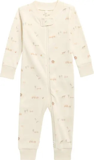 Print Zip Organic Cotton Romper | Nordstrom