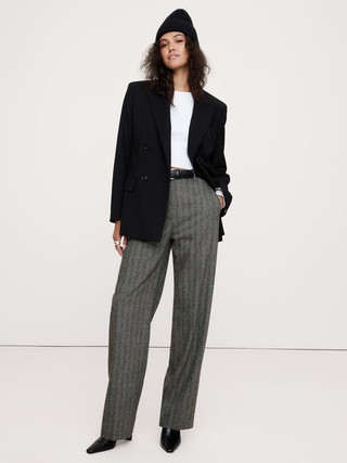High-Rise Modern Straight Herringbone Pant | Banana Republic (US)