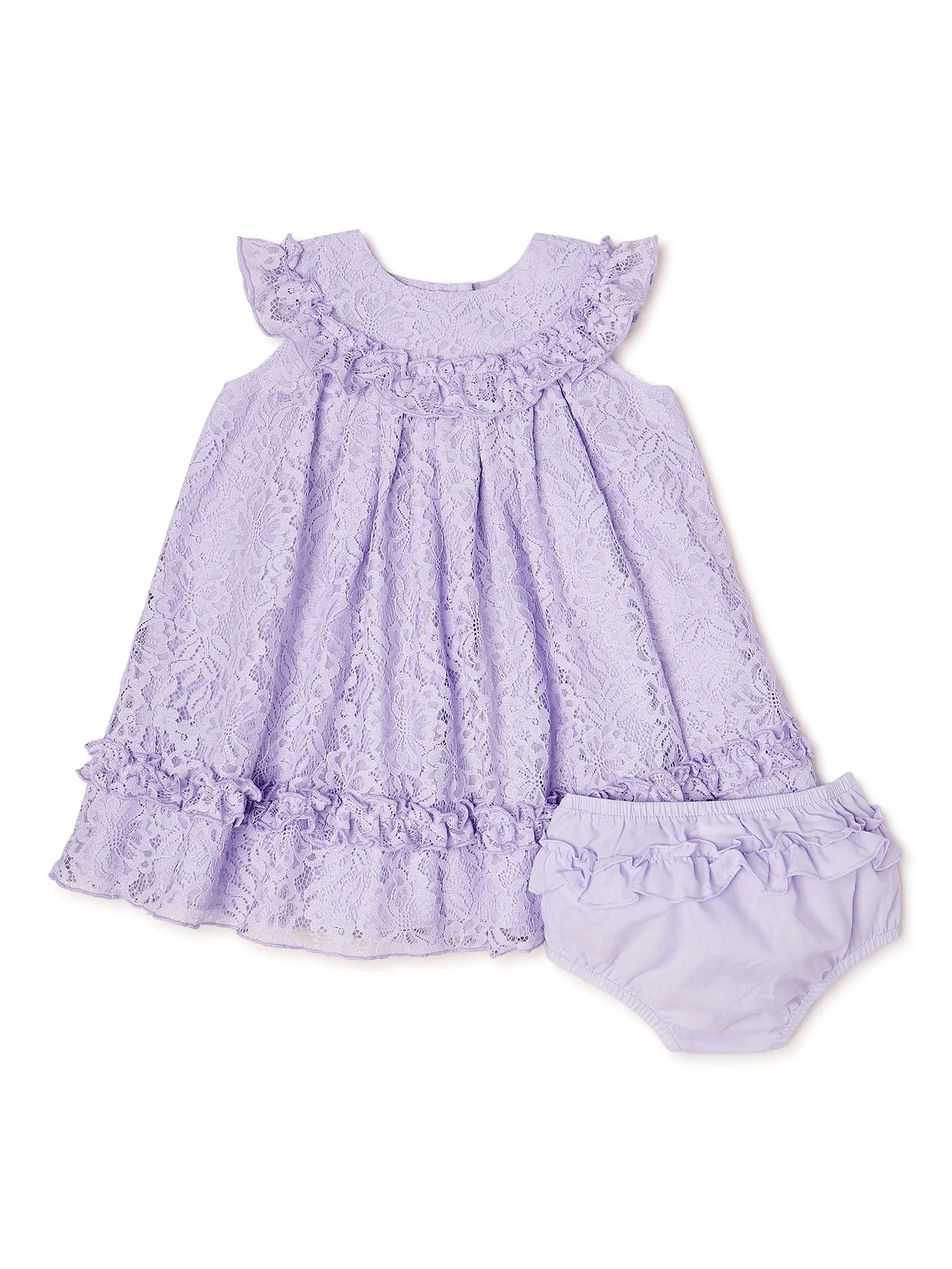 Wonder Nation Baby and Toddler Girls Lace Dress, 0/3 Months-5T | Walmart (US)