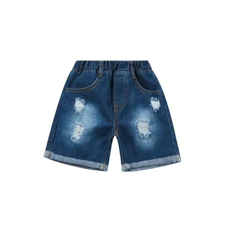 Sunisery Summer Kids Baby Boys Denim Shorts Elastic High Waist Ripped Rolled Short Jeans with Pocket | Walmart (US)