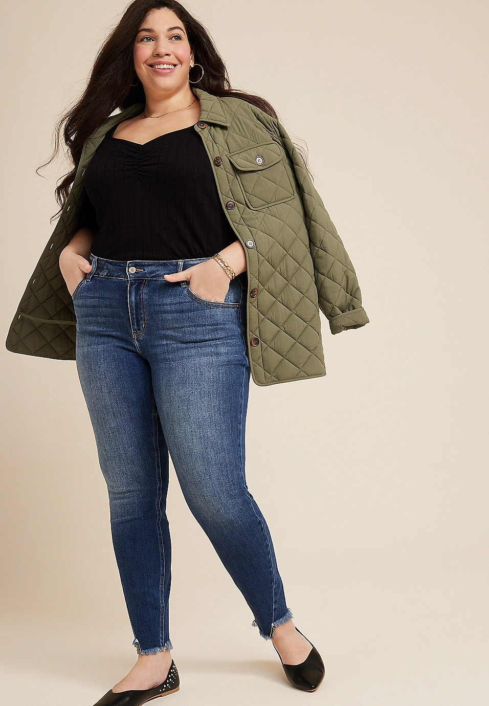 Plus Size KanCan™ Skinny Mid Rise Frayed Hem Jean | Maurices
