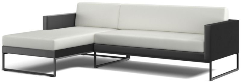 Dune 2-Piece Black and White Outdoor Patio Sectional Sofa with Left-Arm Chaise + Reviews | Crate ... | Crate & Barrel