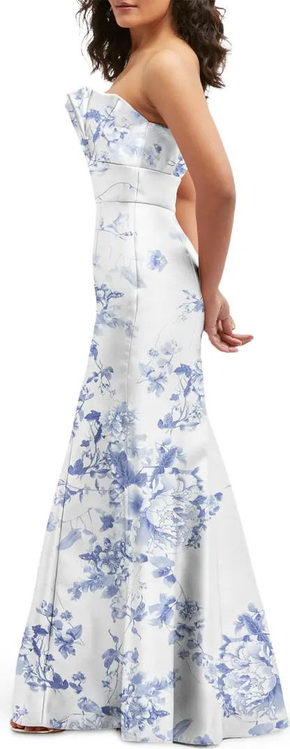 Floral Ruffle Strapless Trumpet Gown | Nordstrom
