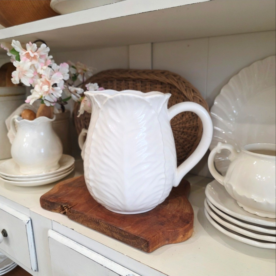 Beautiful vintage style gloss white cabbage pitcher. Perfect for kitchen or dinning room. Spring Easter decor 

#LTKHome
