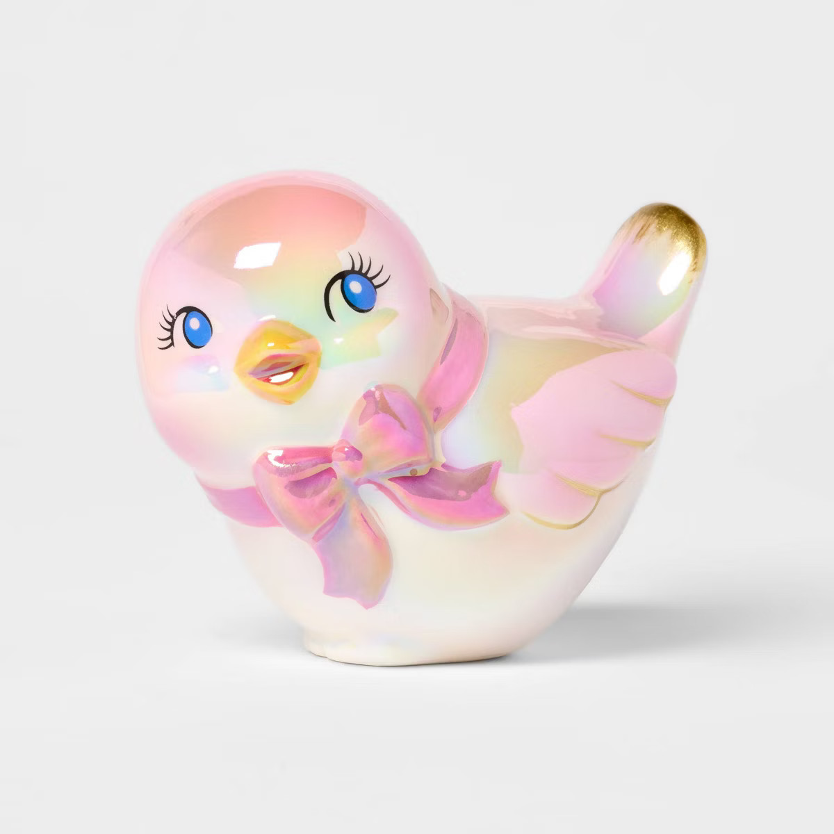 Valentine's Day Ceramic Birds Looking Straight Pink with Bow - Spritz™ | Target
