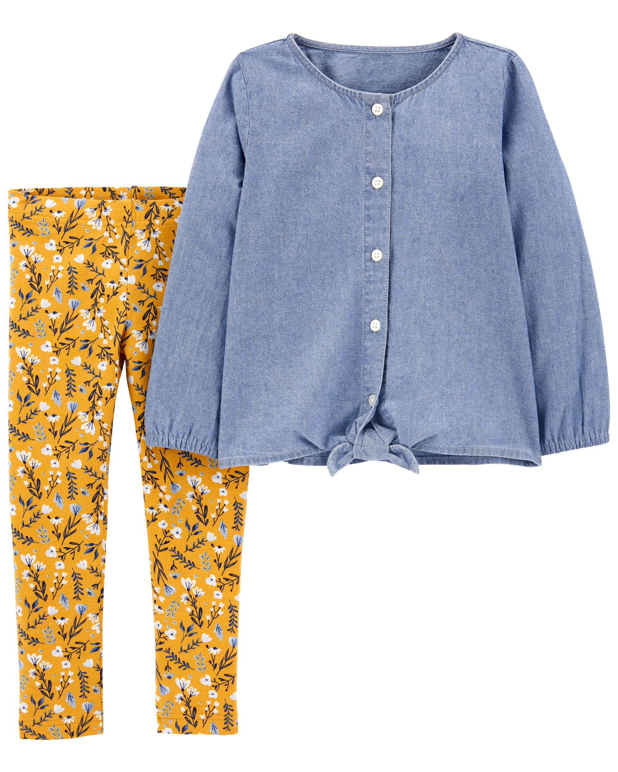 2-Piece Chambray Top & Floral Legging Set | Carter's