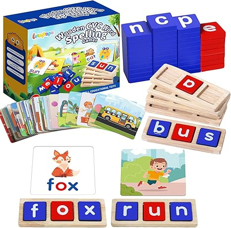 CVC Word Educational Toy Spelling Games, Preschool Toddler Learning Activities, Montessori Learni... | Amazon (US)