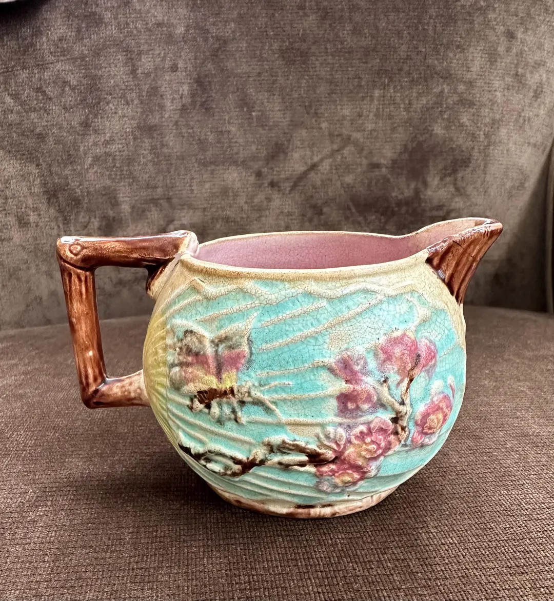 Antique British Majolica creamer Wardle bird and fan | Etsy (US)