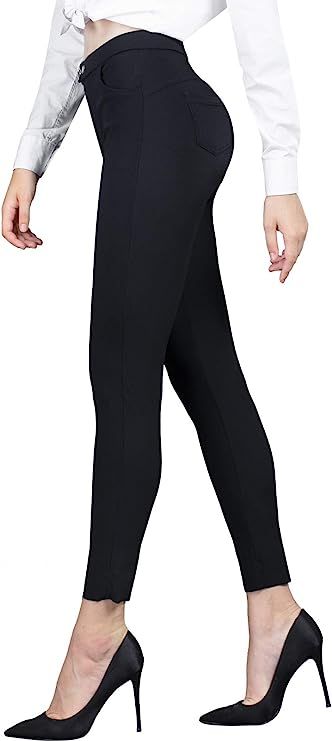 CLIV Women's Dress Pants Skinny Work Pants Pull on Stretch Comfy Office Pant | Amazon (US)
