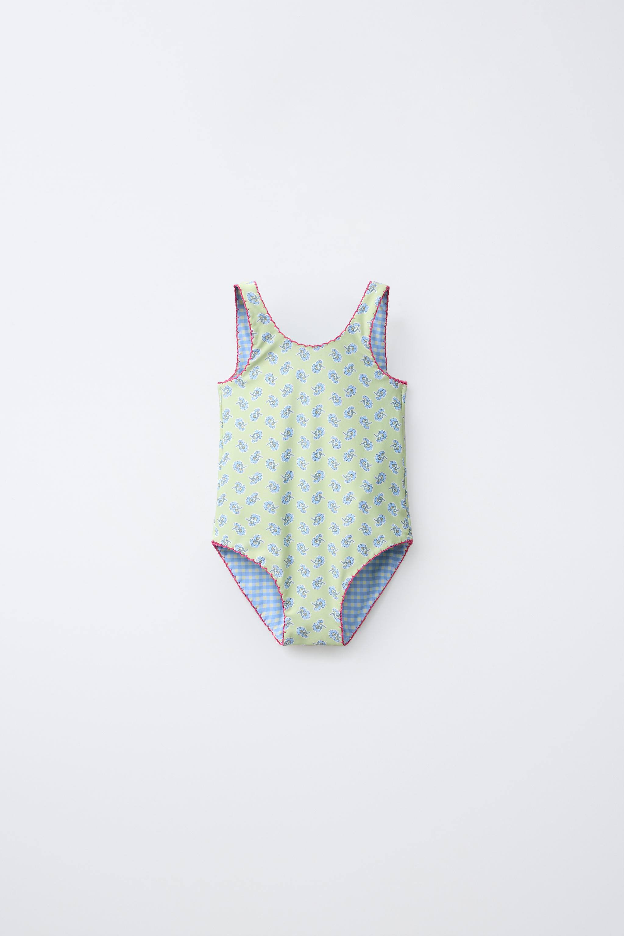 2-6 YEARS / REVERSIBLE FLORAL AND PLAID SWIMSUIT | Zara US