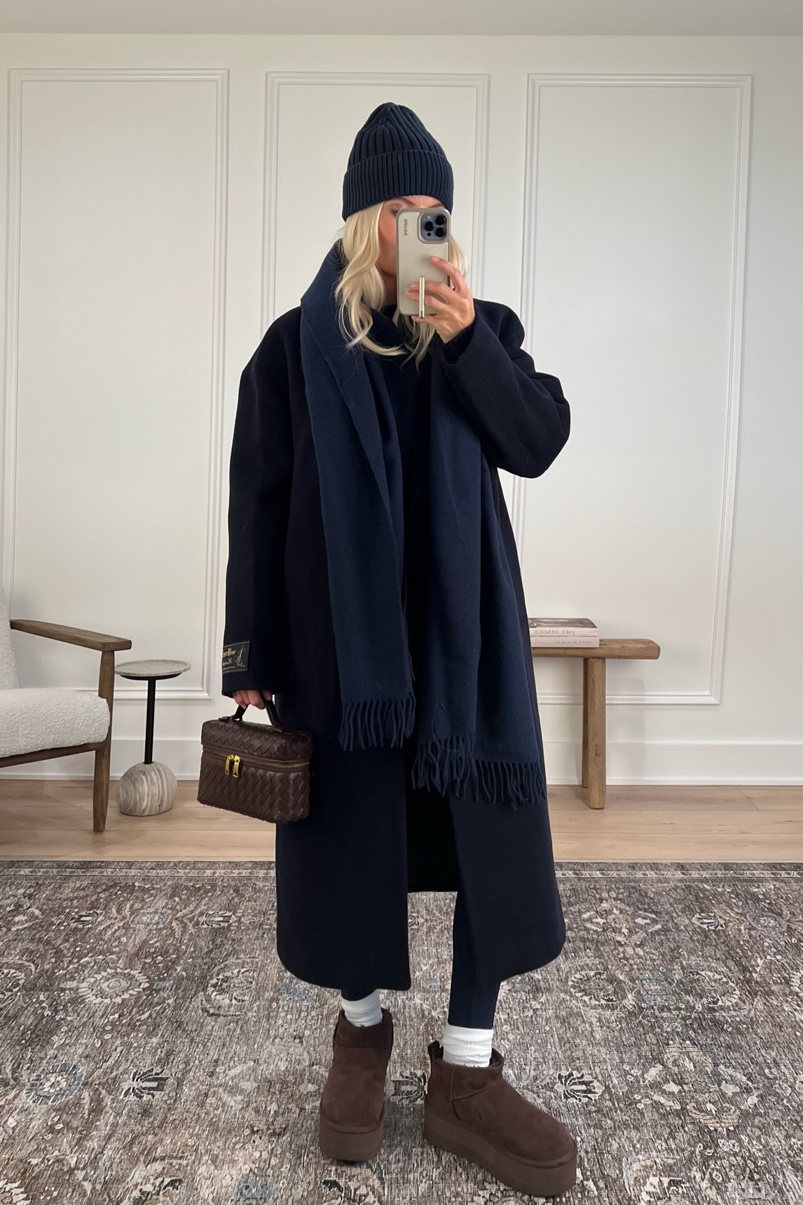 Thanksgiving Outfit! Size medium in sweater (color: admiral) and in jacket (color: navy), small in jumpsuit (color: admiral) . Shoes are true to size, linked similar hat and scarf. 

#KathleenPost #ThanksgivingOutfit #HolidayOutfit 

#LTKStyleTip #LTKSeasonal