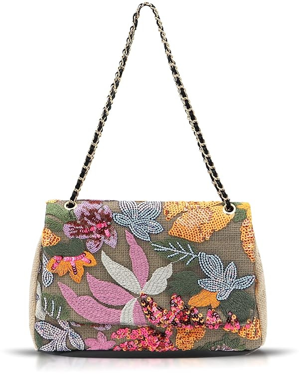 Tote Bag for Women Beach Bag Sequin Embroidery Straw Bag Bohemian Handbag Large Capacity Shoulder... | Amazon (US)