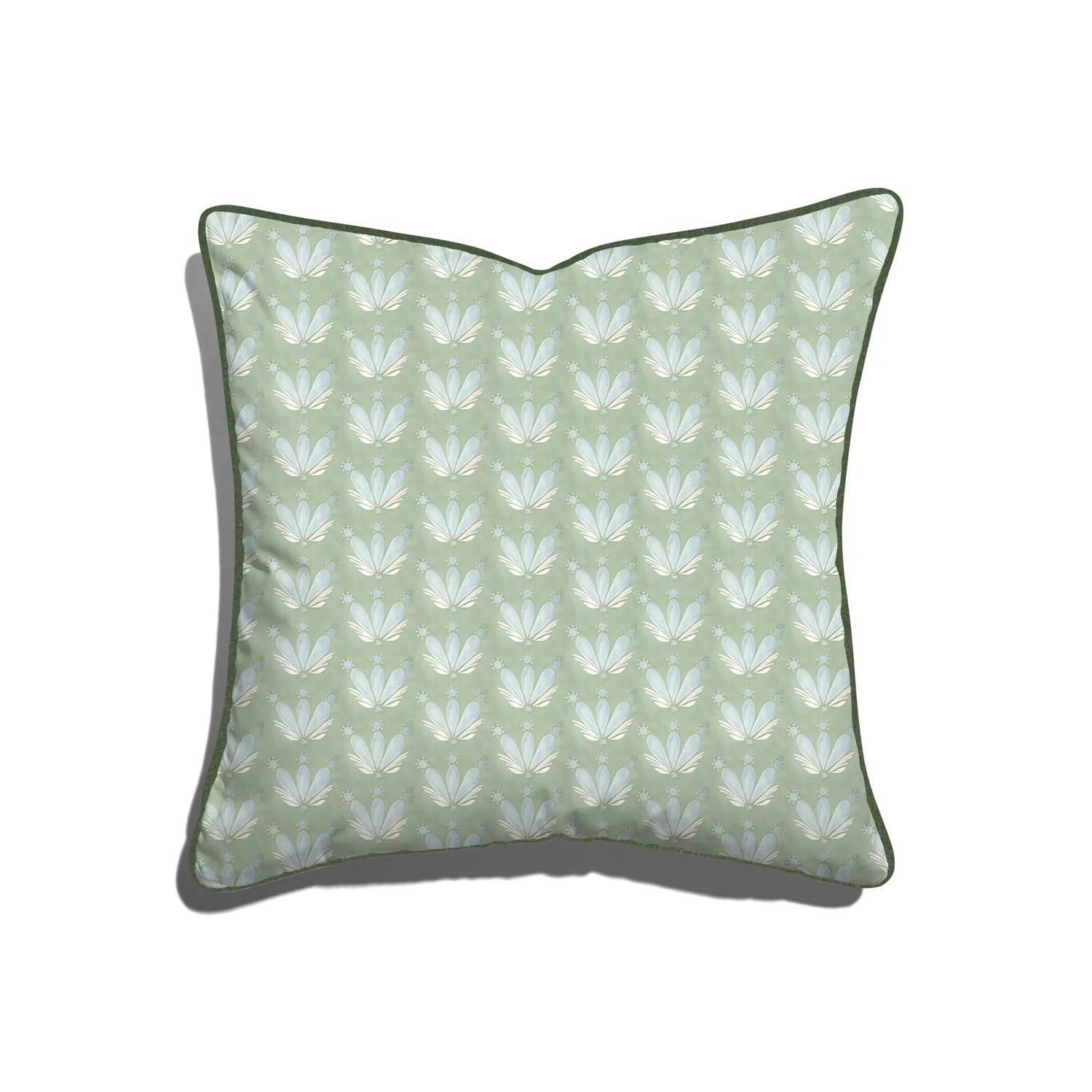 Blue & Green Floral Drop Repeat Pillow | Pepper