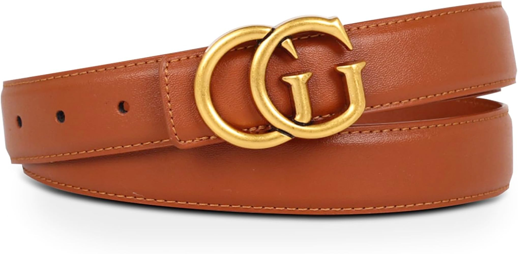 Women's Leather Belt with Buckle - Ideal for Dresses, Jeans, and Coats | Amazon (US)