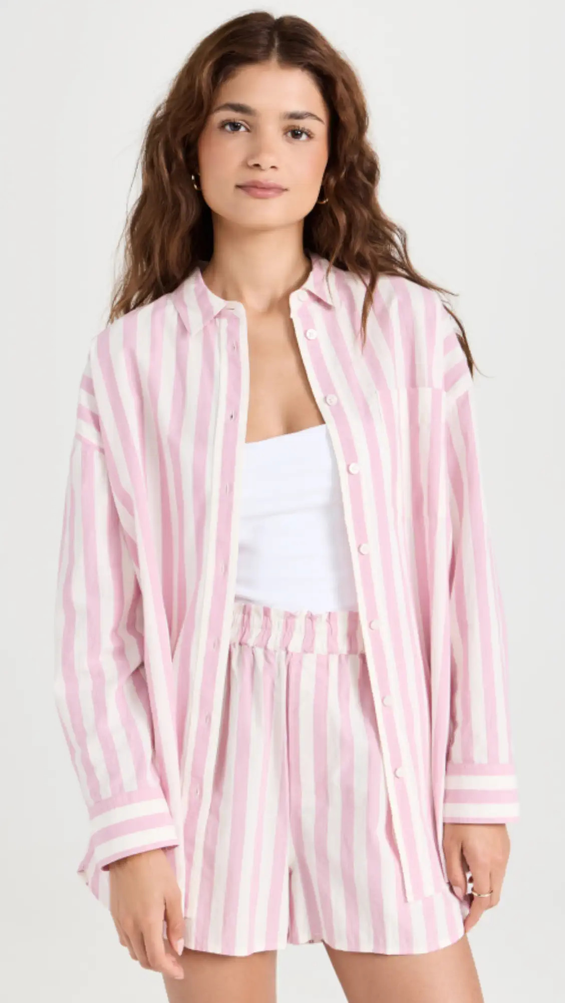 The Signature Poplin Oversized Shirt in Springy Stripe | Shopbop