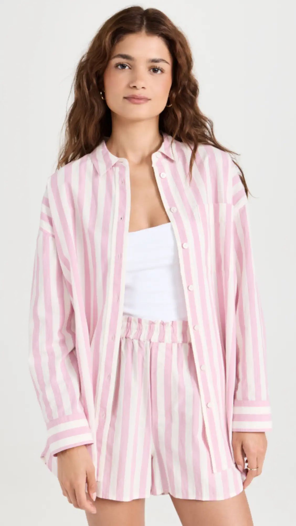 The Signature Poplin Oversized Shirt in Springy Stripe | Shopbop