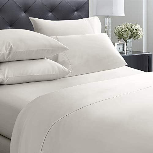 400-Thread-Count Queen Size Sheet Set - 6 Pcs with 4 Pillowcases - 100% Cotton Bedding Set Ivory ... | Amazon (US)