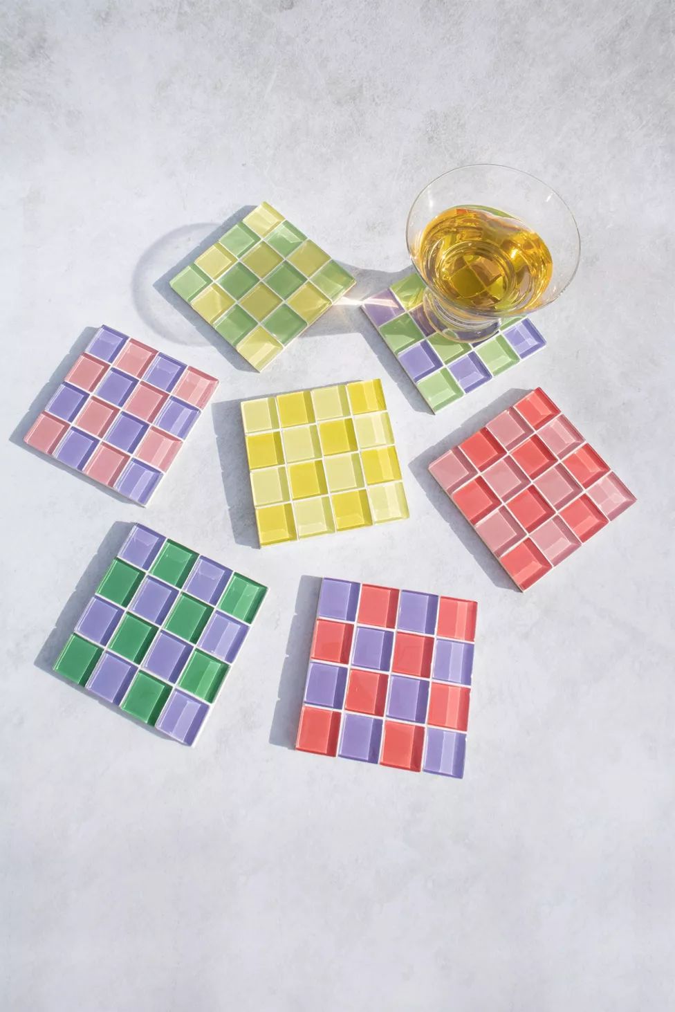 Subtle Art Studios Checkered Glass Tile Coaster | Urban Outfitters (US and RoW)
