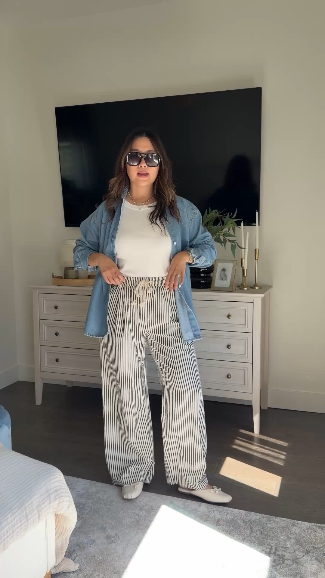 Amazon fall fashion // striped wide leg pants // casual mom outfit 

Pants - medium 
Button down - medium

#LTKootd #LTKSeasonal #LTKOver40