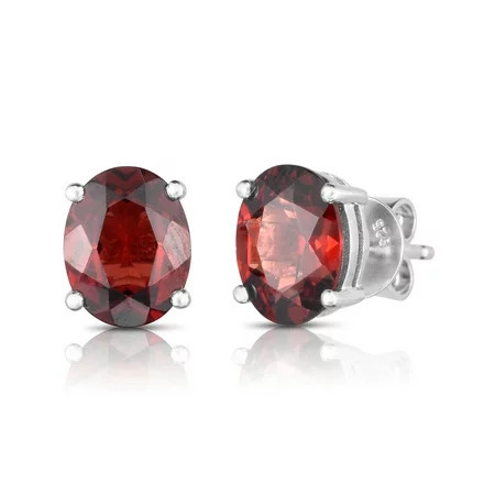 Sterling Silver 9X7OV Garnet Earrings | Walmart (US)