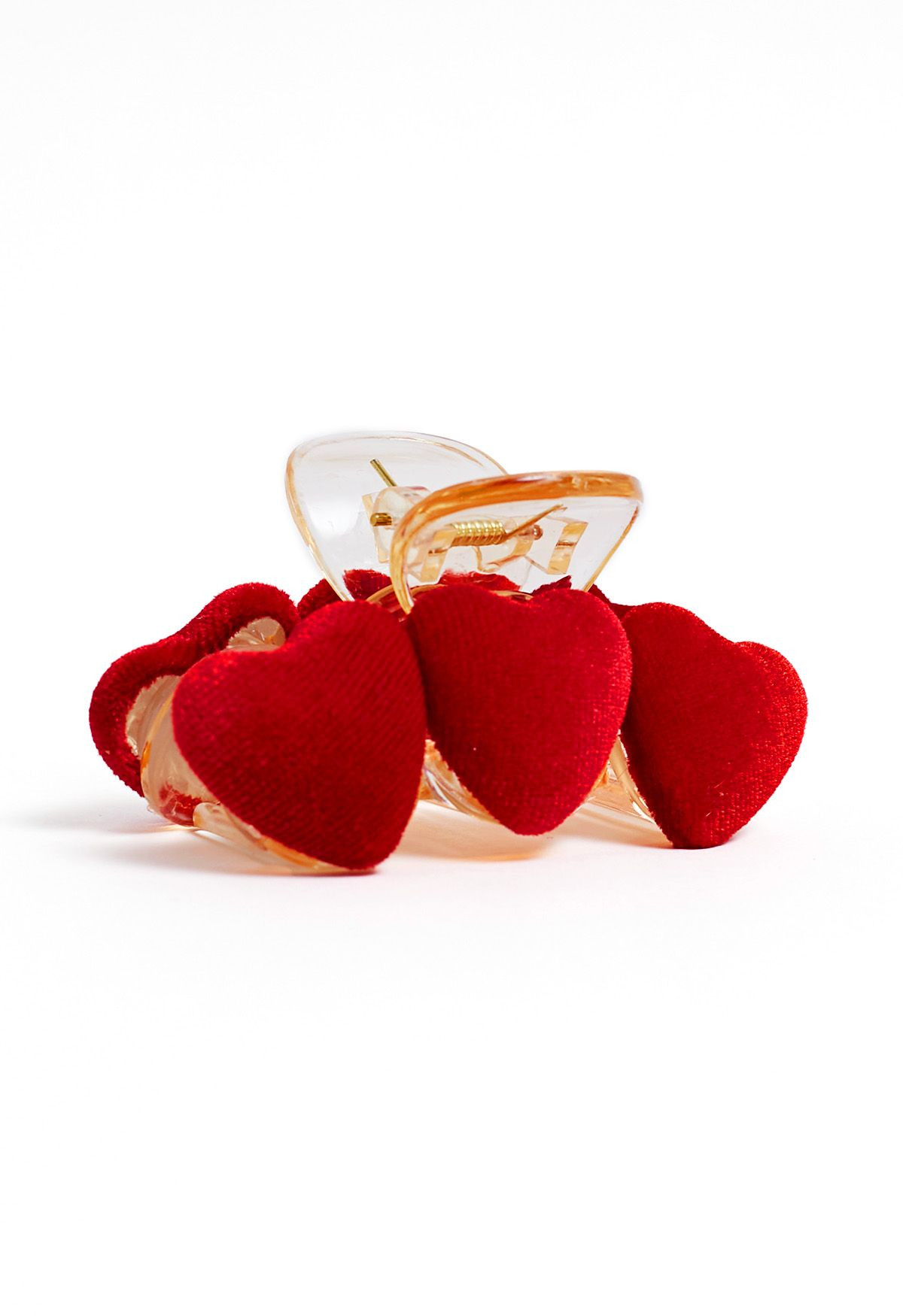 Velvet Heart Shape Hair Claw in Red | Chicwish