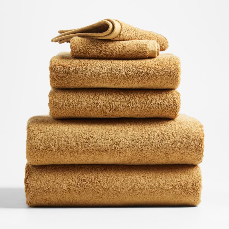 Brulee Brown Organic Turkish Cotton Bath Towels, Set of 6 | Crate & Barrel | Crate & Barrel