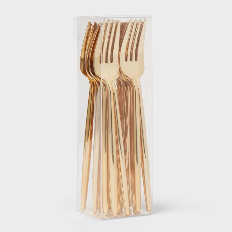 20ct Gold Plastic Disposable Forks - Spritz™ | Target