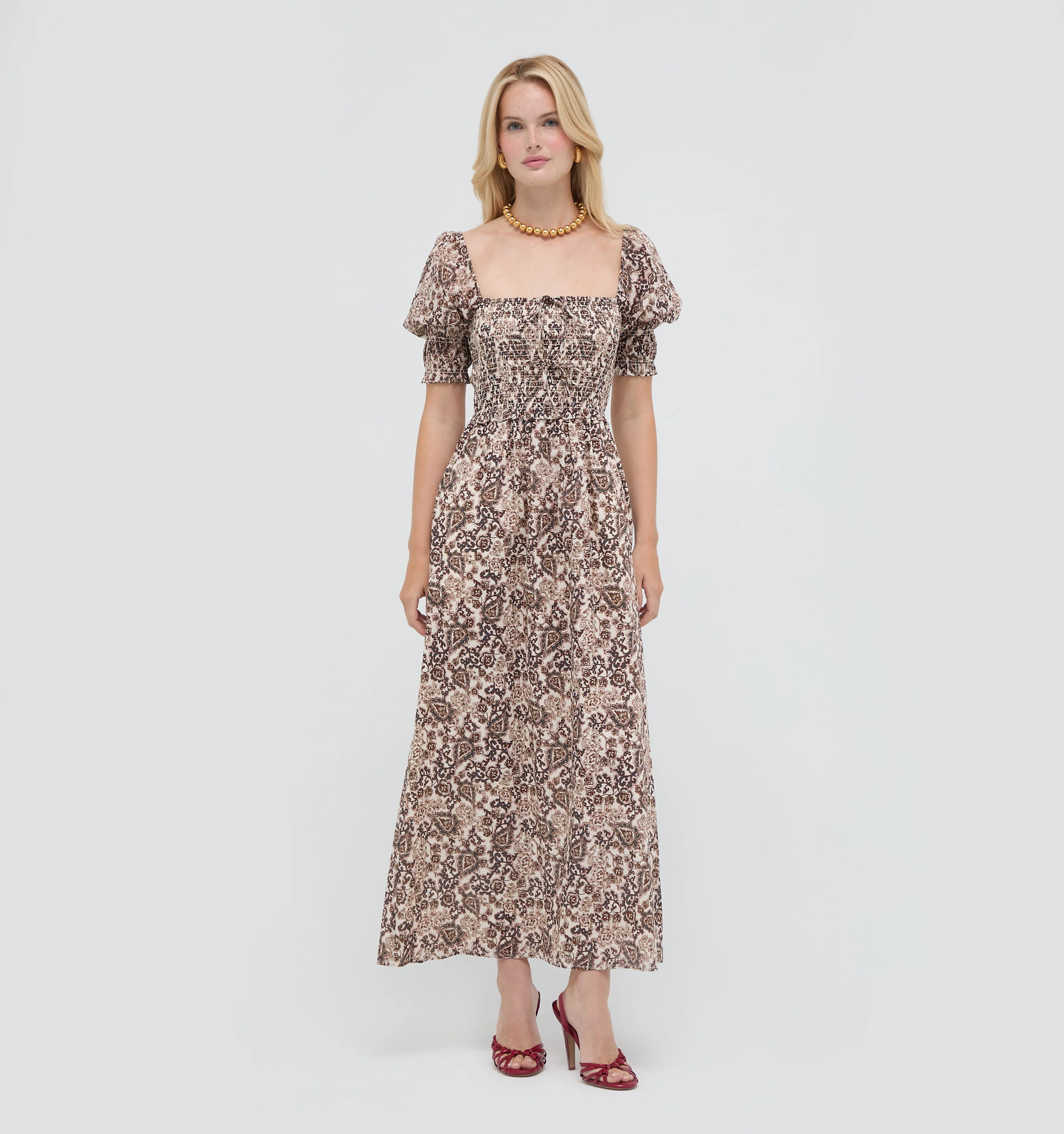 The Malene Nap Dress -  Chedworth Paisley Brown | Hill House Home US