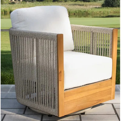 Aniston Teak Swivel Patio Chair with Sunbrella® Cushions | Wayfair North America