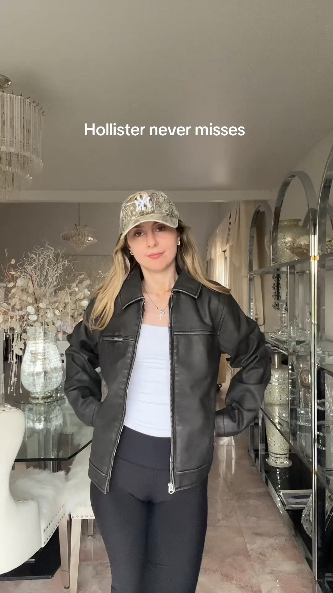 Vegan leather jacket SIZE L and Aritzia hat 
