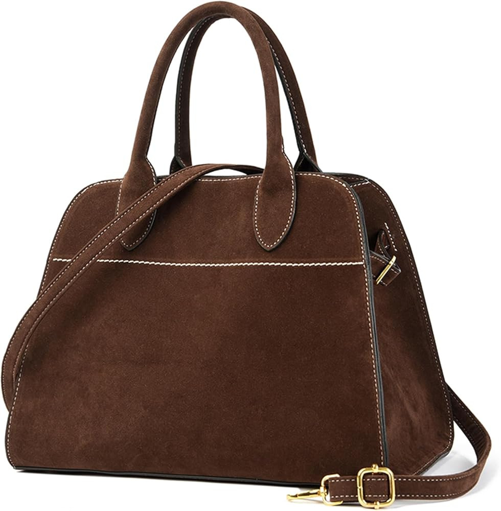 Travistar Suede Tote Bag for Women Faux Leather Suede Purse Retro Top Handle Handbag Crossbody Sh... | Amazon (US)