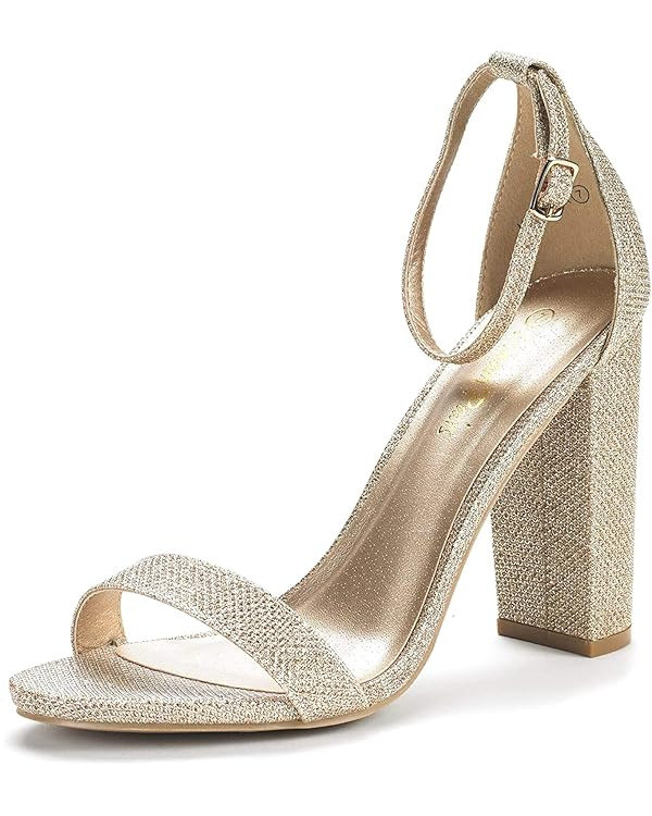 DREAM PAIRS Women's Hi-Chunk High Heel Pump Sandals | Amazon (US)