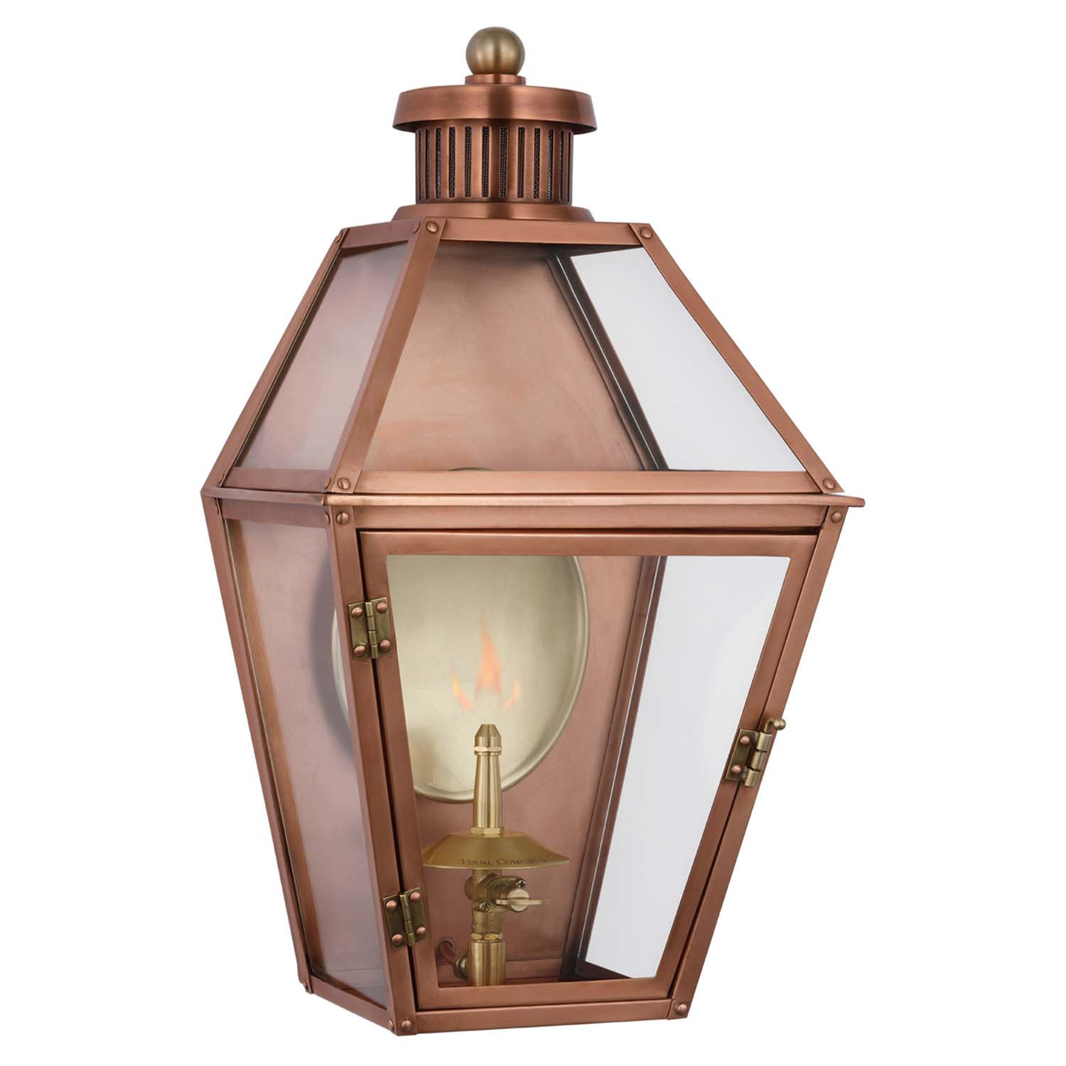 Visual Comfort Stratford Copper Metal Glass Outdoor Wall Lantern - Small | Kathy Kuo Home