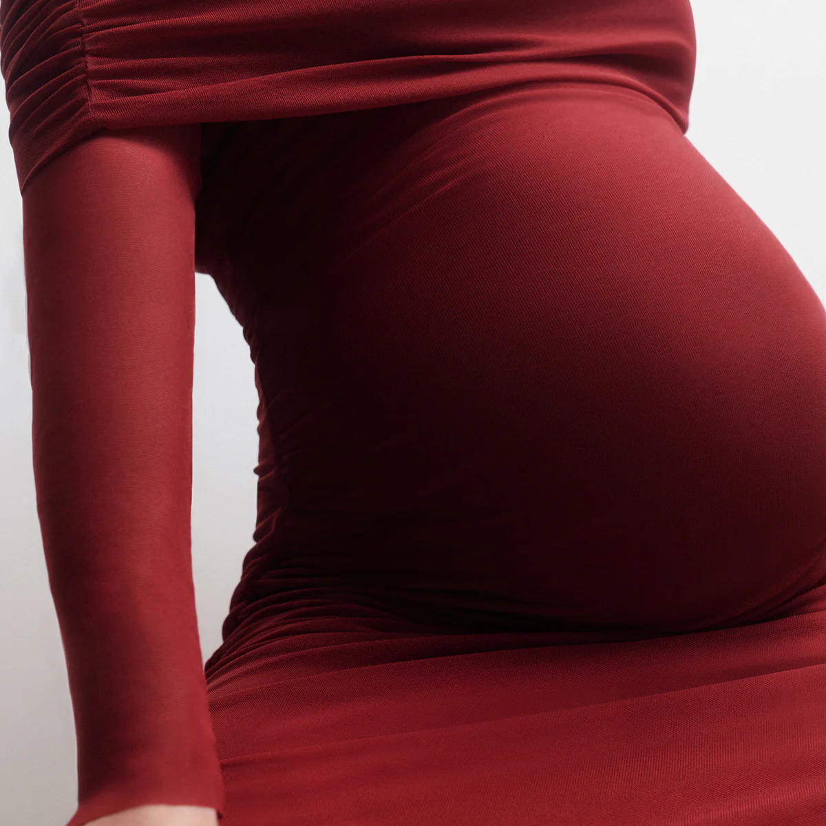 Shop The Maternity Off The Shoulder Soft Mesh Dress | BUMPSUIT Maternity | BUMPSUIT