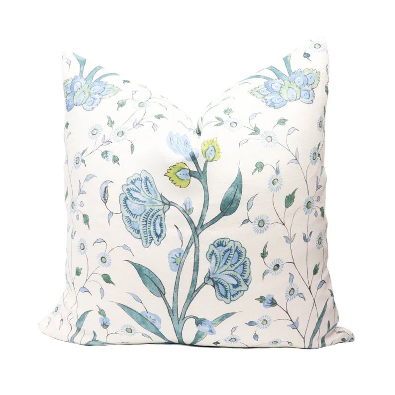 Schumacher Khilana Floral Pillow Cover in Peacock 178331 // Designer Pillow // High End Pillow //... | Etsy (US)