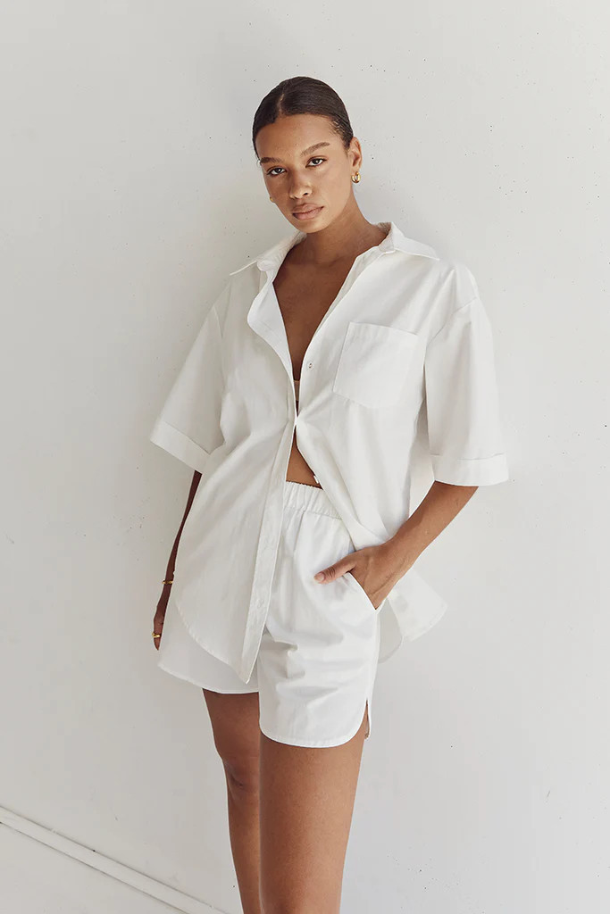 MAXIE WHITE COTTON SCOOP SHORT | DISSH