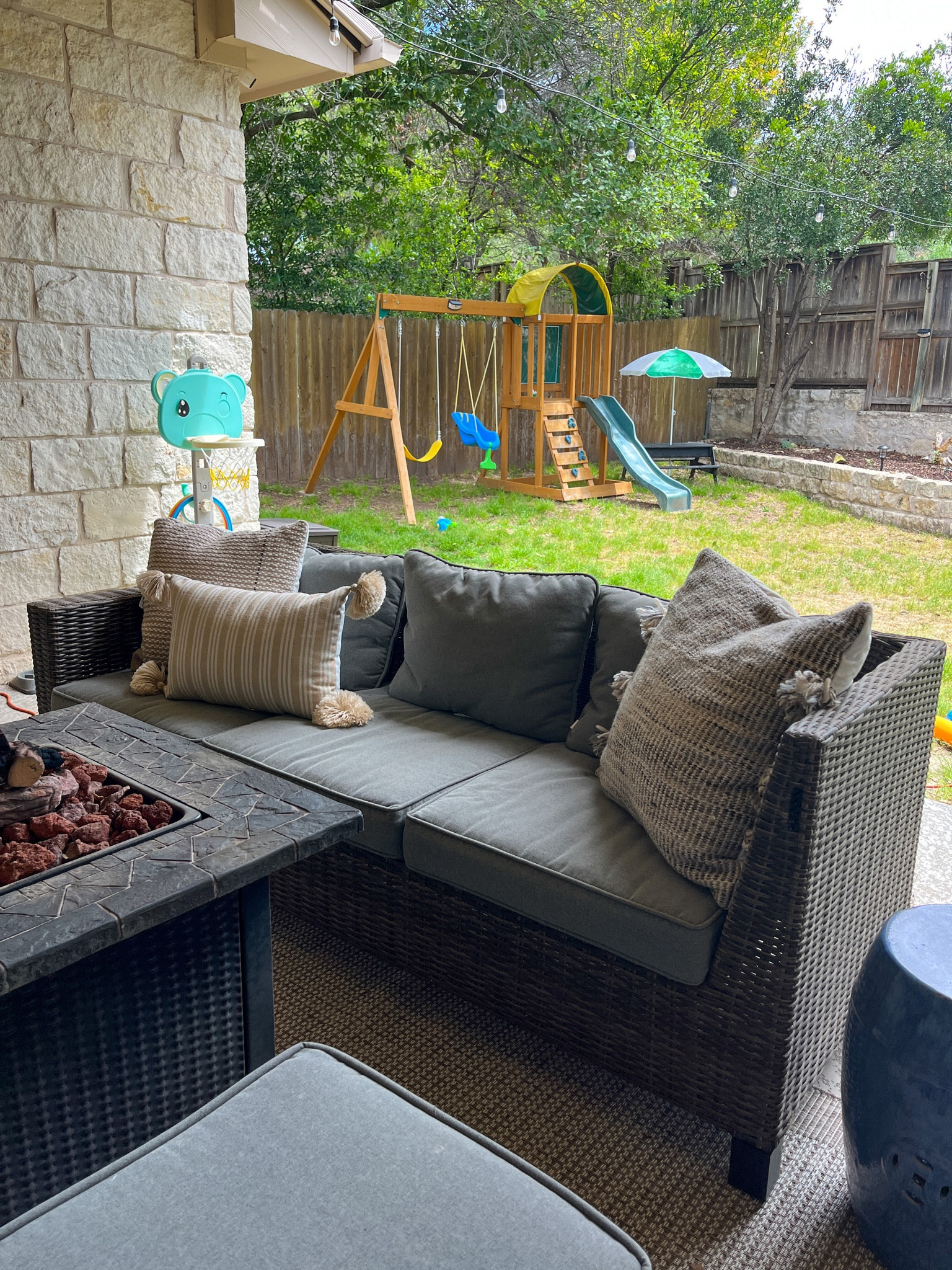 Outdoor sectional and kids swingset 

#LTKhome #LTKSeasonal #LTKkids