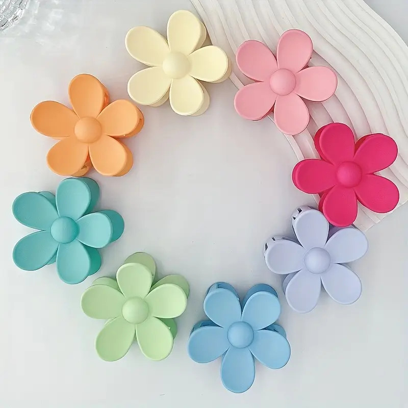 Matte Solid Color Flower Shape Hair Claw Clip Plastic Shark - Temu | Temu Affiliate Program