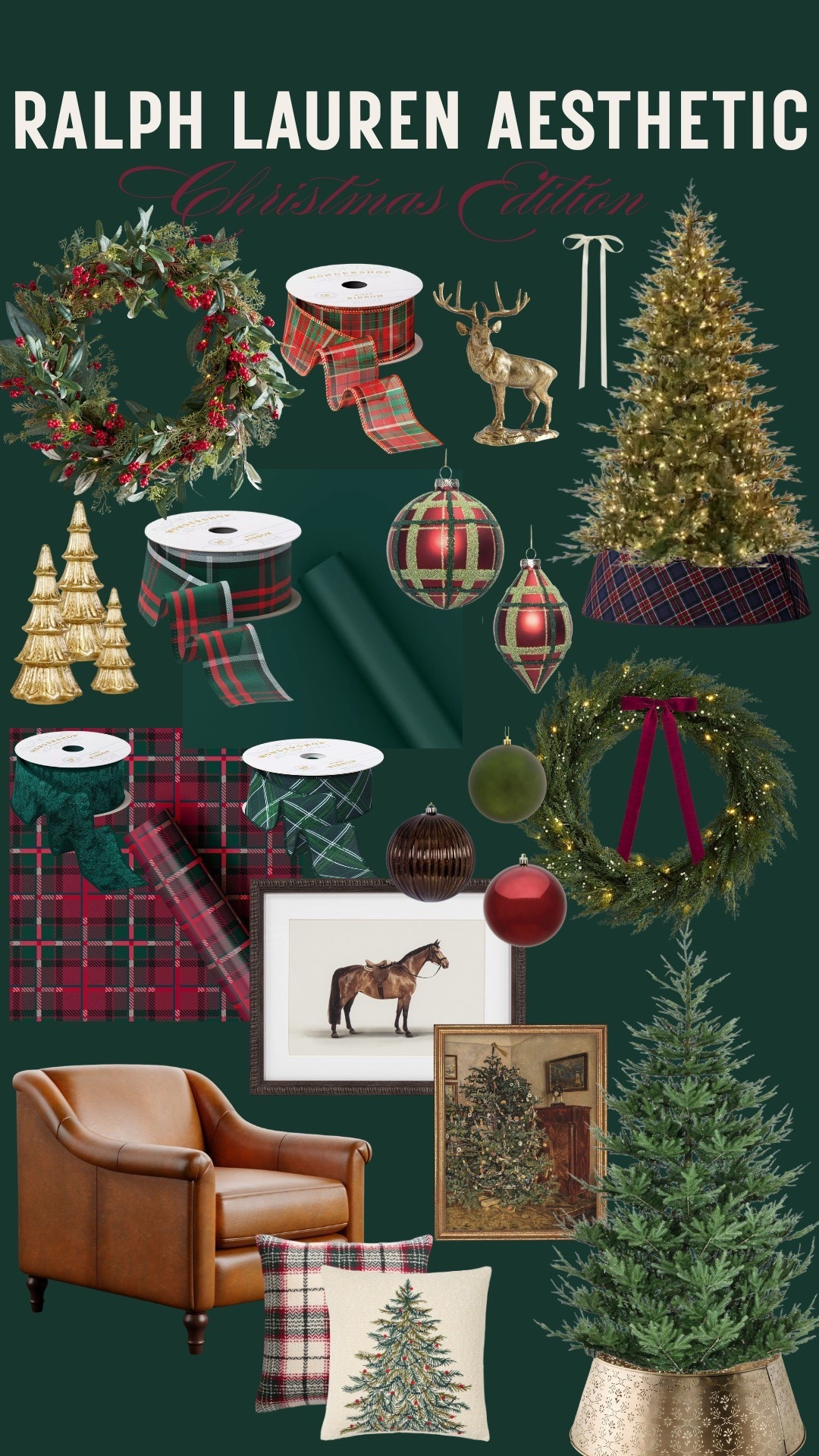 New Christmas arrivals and I am loving the Ralph Lauren vintage vibes for this holiday season - think plaid, rich greens and incorporating different textures like leather or brass

#LTKSeasonal #LTKHome